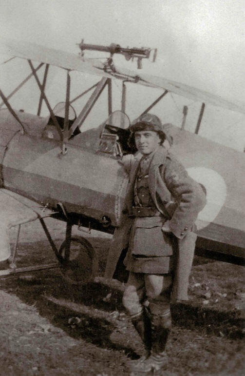 Lt H G Smart standing by a Morane Biplane of No 60 Sqn at Boisdingham in May/June 1916