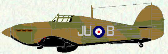 Hurricane I of No 111 Squadron (1939 coded JU)