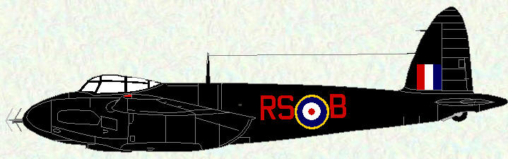 Mosquito II of No 157 Squadron (early all black scheme)