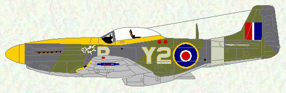Mustang IV of No 442 Squadron (green/grey scheme)