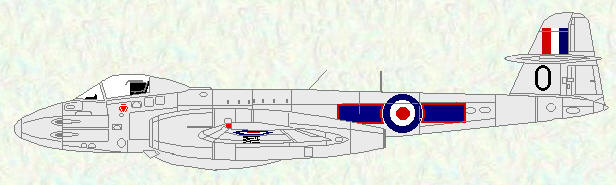 Meteor F Mk 8 of No 72 Squadron (natural metal finish)