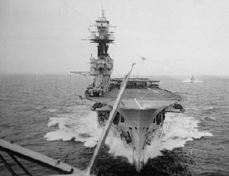 HMS Eagle from the rear gunner position of a Swordfish