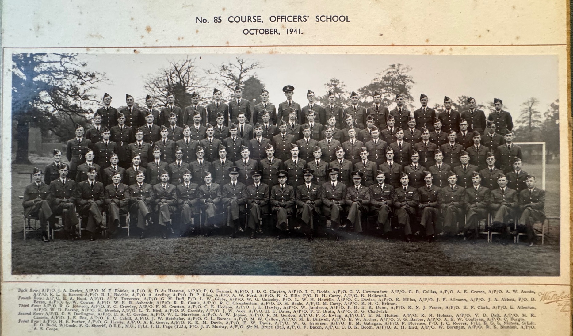 Officers of No 85 Course, Officers' School - October 1941