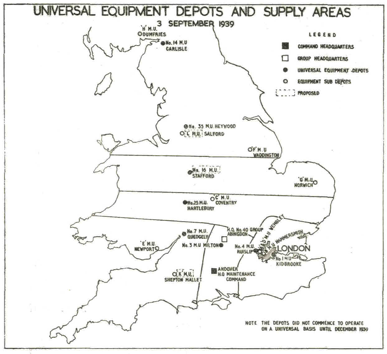 Universal Equipment Depots - September 1939