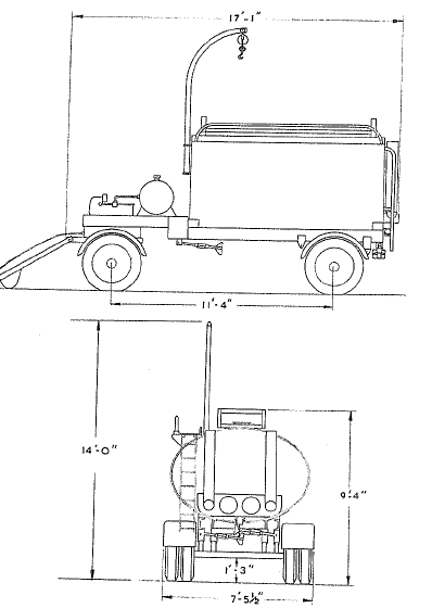 Braham, Patterson and Benham Bitumen/Tar heater, 1,000 gal (trailer mounted) - dimensions