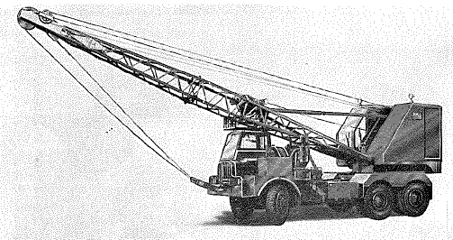 Machine equipped as crane (in travelling condition)