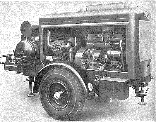 Bristol air compressor, 105 cfm (trailer mounted), Type ATS 138 PD - from rear