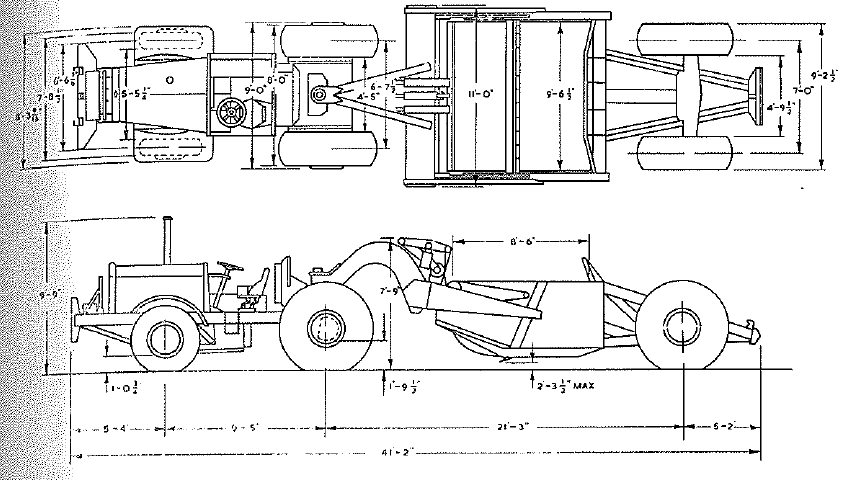 Euclid motorised scraper, 12 cu yd, Type B8FDT-B1SH - Dimensions