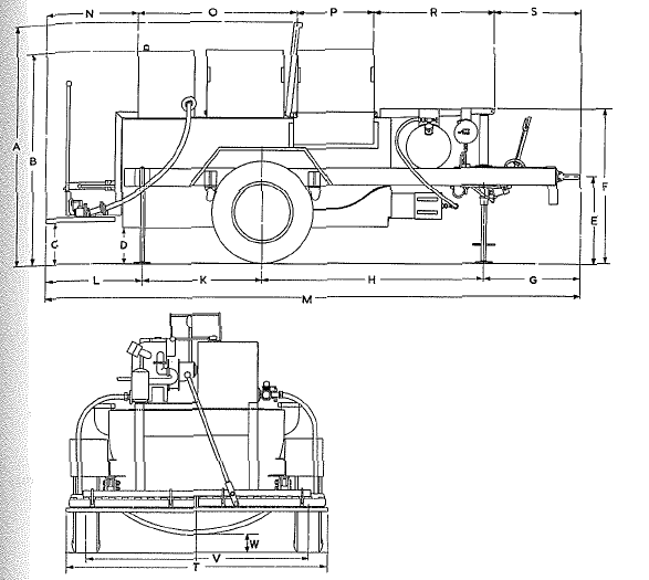 Phoenix Tar distributor, 300 gal, Type PA - Dimensions