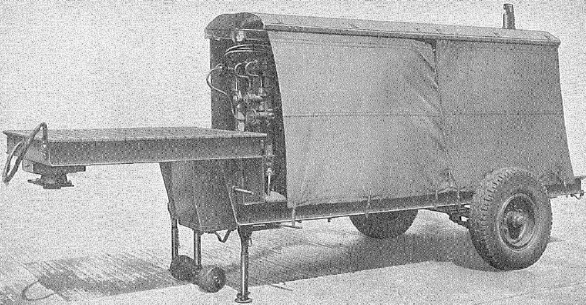 Tasker semi-trailer, 8 ton, 2 wheel, drop frame equipped with air compressor (closed up)