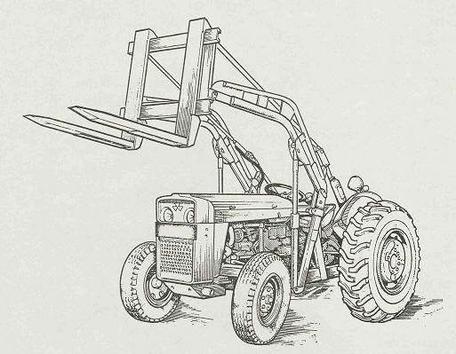Tractor, Wheeled, Industrial, with fork lift, Massey-Ferguson