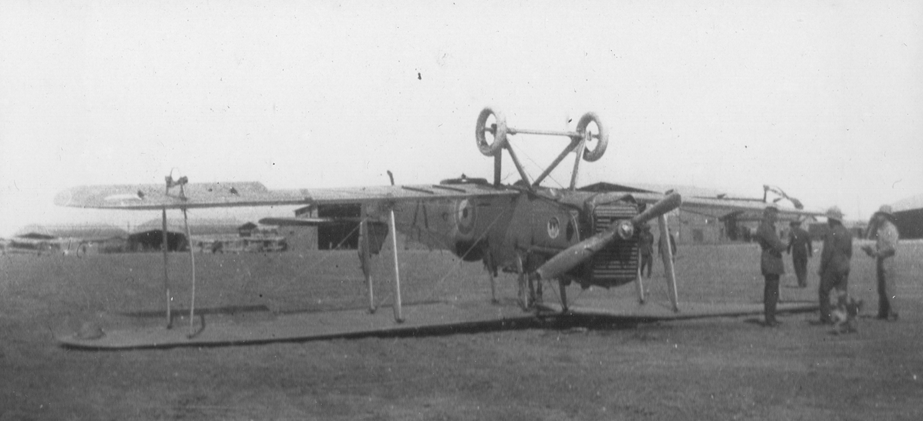 An unknown DH9A which has suffered a landing accident