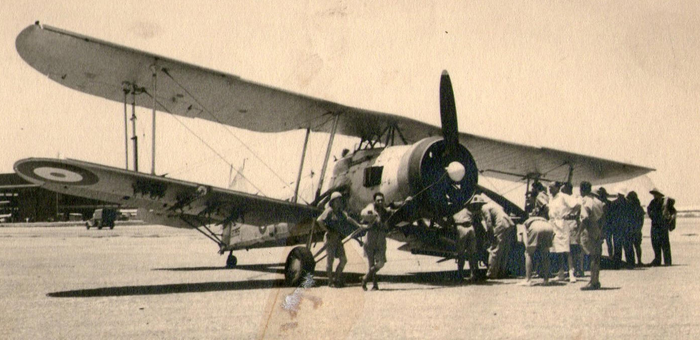 Effect of a bad landing. One of B flight 825 Sqn machines at  D&R Leila ?- July 1939
